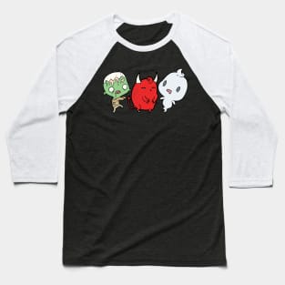 Retro Vintage Halloween. The Little Boo Crew. (Not Too Scary) Baseball T-Shirt